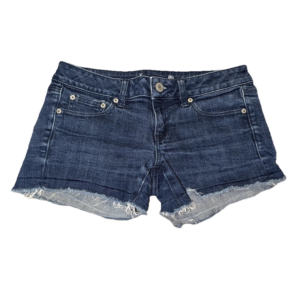American Eagle Stretch Denim Cut Off Shorts Blue Womens Sz 8 Regular Fit